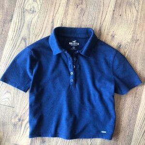 Hollister navy crop top polo size small